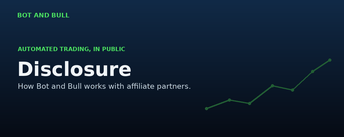 Disclosure hero banner for Bot and Bull, an automated trading bot built in public
