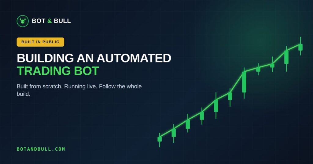 Building an automated trading bot from scratch, the Bot and Bull homepage banner.